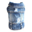 Pet Clothes for Small Medium Dogs Cool Dog Denim Jacket Puppy Sleeveless Dark Washed Jeans Costume Spring Lapel Pet Coat