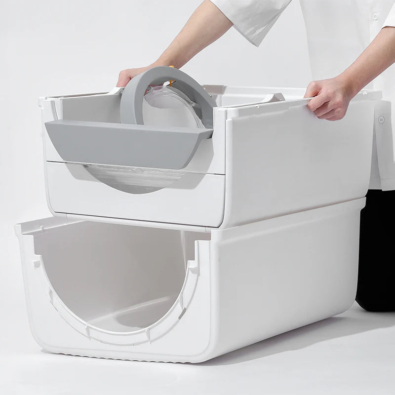 New Large Semi-automatic cat sand basi Cat Toilet  Cat Litter Box Pet Waste Collection Device