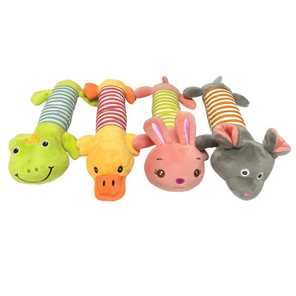 Funny Pet Toys Animal Shaped Bite Resistant Chew Toys Dog Interactive Tooth Cleaning Molar Toys Soft Plush Squeaky Sounder
