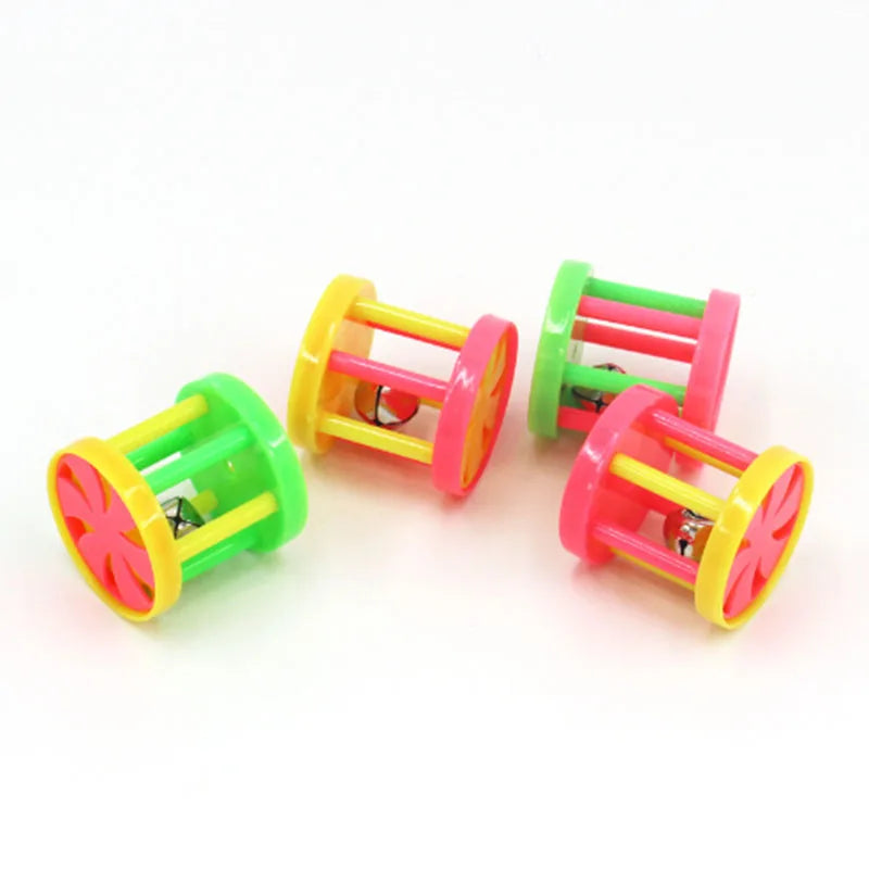 Plastic Pet Cat Flower-drum Ball Bell Toy With Sound Kitten Interactive Scratching Colorful Cat Teaser Toys Pet Supplies