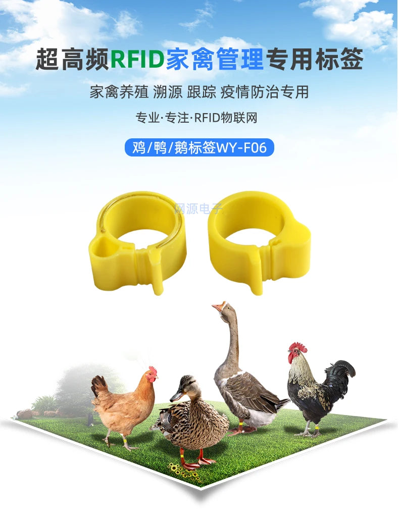 10 pcs of Rfid Electronic Tag Chicken Duck Goose Pigeon Bird Foot Ring  Chip Induction Foot Tag Poultry Breeding Management