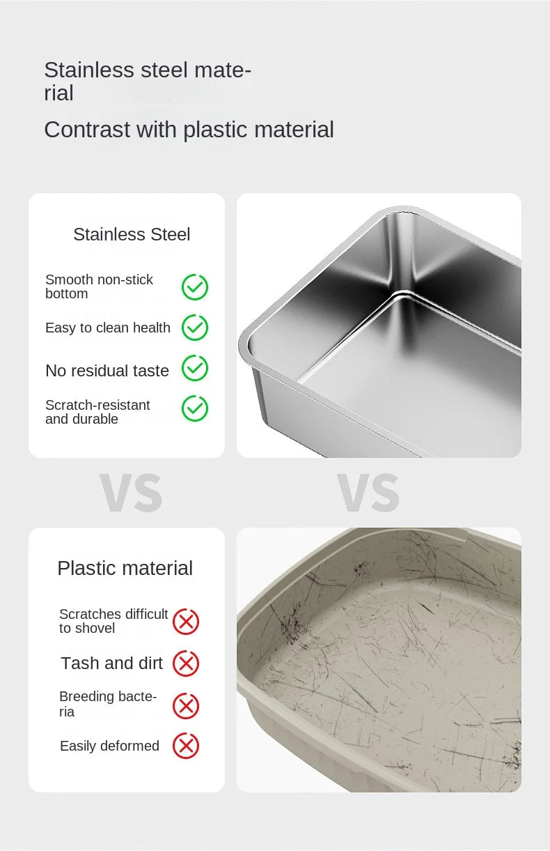 Cross-Border Oversized Stainless Steel Litter Box Top-In Anti-Take-Out Anti-Splash Cat Toilet Easy Clean Semi-Closed Pet Kitties