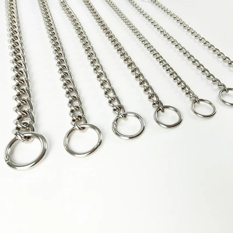 Durable Silver Dog Chain Collar Stainless Steel Choke Cuban Link Necklace Pet Training Collar for Small Medium Large Dogs Pitbul