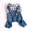 Spring Pet Dog Jumpsuit Denim Overalls for Dogs Plaid Jeans Jacket Pants Suit Onesies Small Dog Clothes Yorkie Chihuahua Apparel