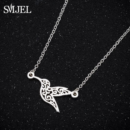 SMJEL Wild Animal Necklace Stainless Steel Hummingbird Necklaces & Pendants Cute Eagle Phoenix Swallow Birds Necklace collares