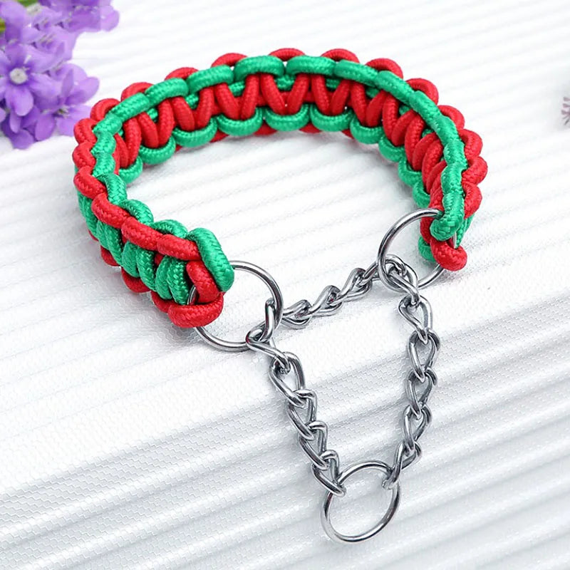 130cm Pet Dog Leash Double Row Adjustable Pet Collar Nylon Leash Double Colors Canvas For Medium Large Dogs Accessoires Hot-Sale