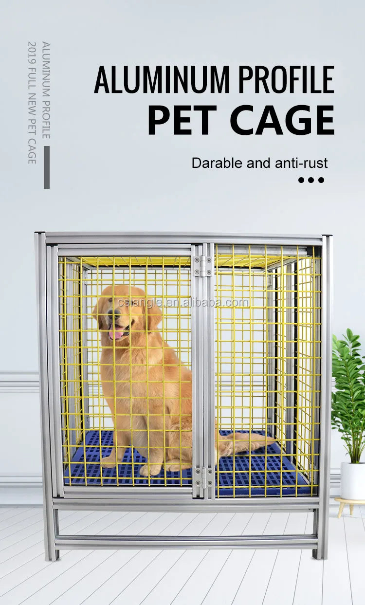 Langle Profile Dog Cage Cat Cage Folding House Pet Nest Aluminum Large Medium and Small Dog Thickened Iron Metal Solid CLASSICS