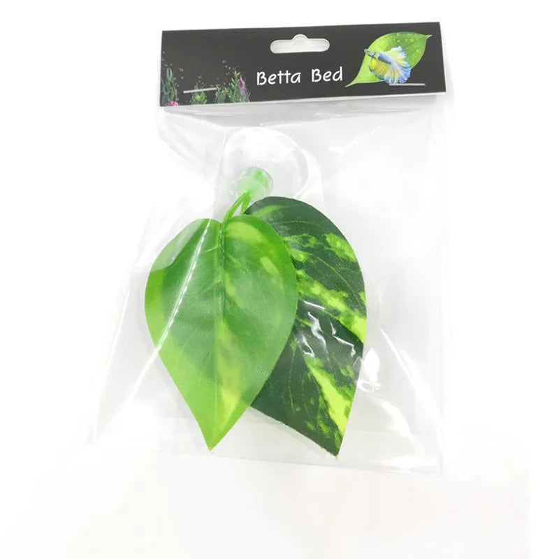 1Pc Artificial Aquarium Leaf Plants Decoration Betta Fish Rest Spawning Ornamental Plant Betta Fish Play Relax Hide Leaf Hammock