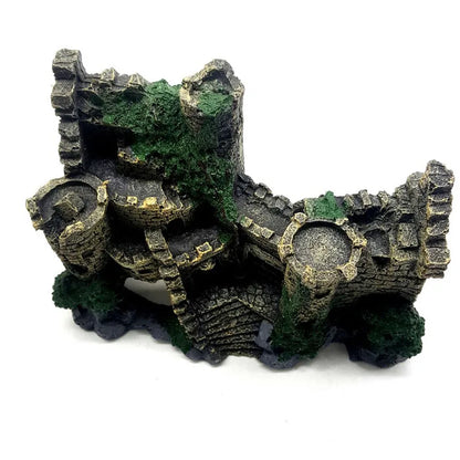 Resin Artificial Fish Tank Ancient Castle Aquarium Decoration Rock Cave Building Decor Ornament Aquatic Landscaping Dropshipping