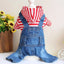Spring Pet Dog Jumpsuit Denim Overalls for Dogs Plaid Jeans Jacket Pants Suit Onesies Small Dog Clothes Yorkie Chihuahua Apparel