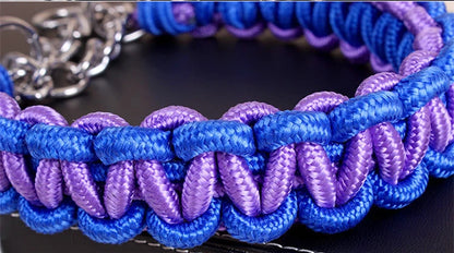 Wide Dog Collar Strong Nylon Rope Woven Limited Slip P Chain Collar for Medium Large Dogs German Shepherd Pit Bull Rottweiler