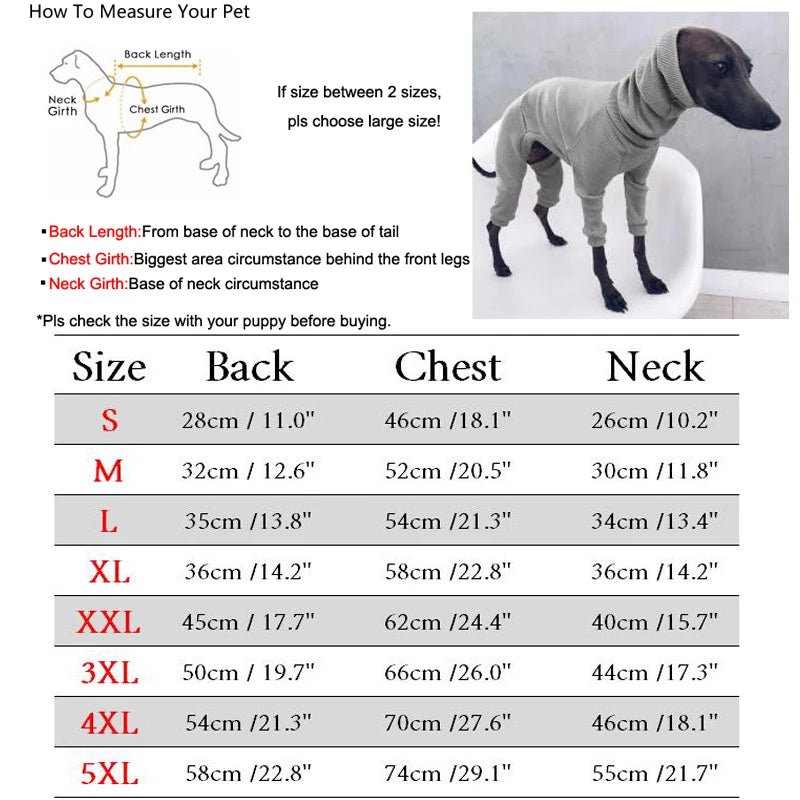 Wholesale Italian Greyhound Dog Clothes Comfortable Dog Jumpsuit for Small Medium Large Big Dogs Shepherd Pet Turtleneck Pajamas
