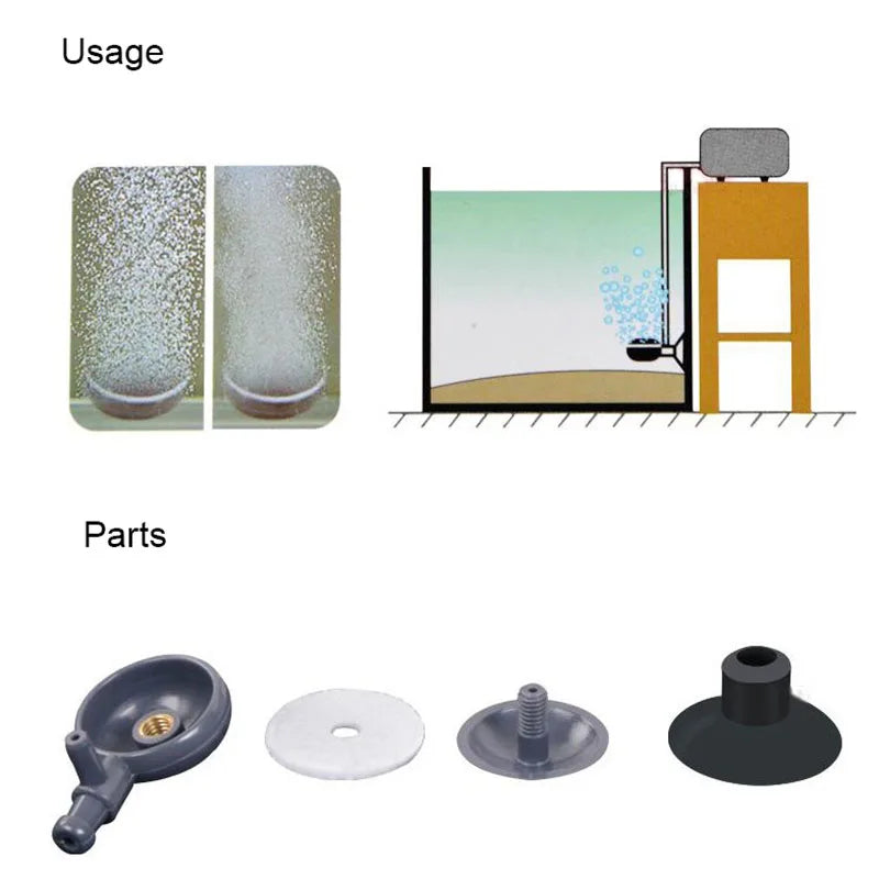 1/2Pcs Plastic Aquarium Air Stone Pond Fish Tank Pump Aerator Aeration Hydroponic Oxygen Air stone Accessories with Suction Cups
