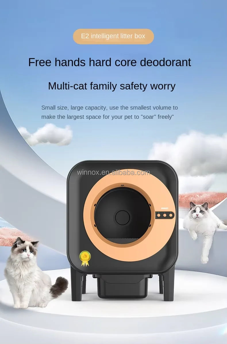 Mascotas accesorios Extra Large Smart Cat toilet Low Noise Automatic Cleaning Cat Litter Box with App Remote Control