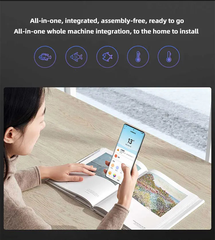 Glass Aquarium Fish Tank  Intelligent Desktop Ecological Fish Tank with WIFI Control Feeding Box Light Filter