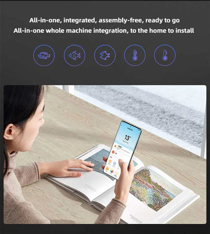 Glass Aquarium Fish Tank  Intelligent Desktop Ecological Fish Tank with WIFI Control Feeding Box Light Filter