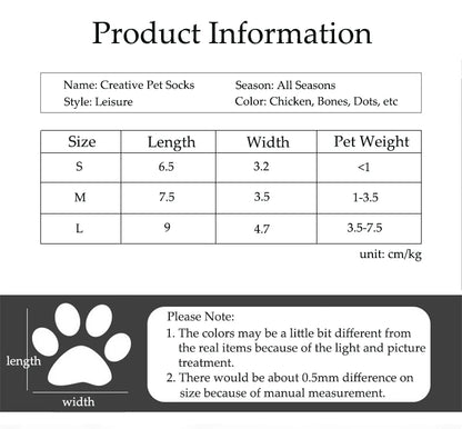 4pcs/Set Printed Pet Dog Socks High Elasticity Small Big Puppy Chihuahua Thick Paw Protector Winter Warm Booties Pet Accessories