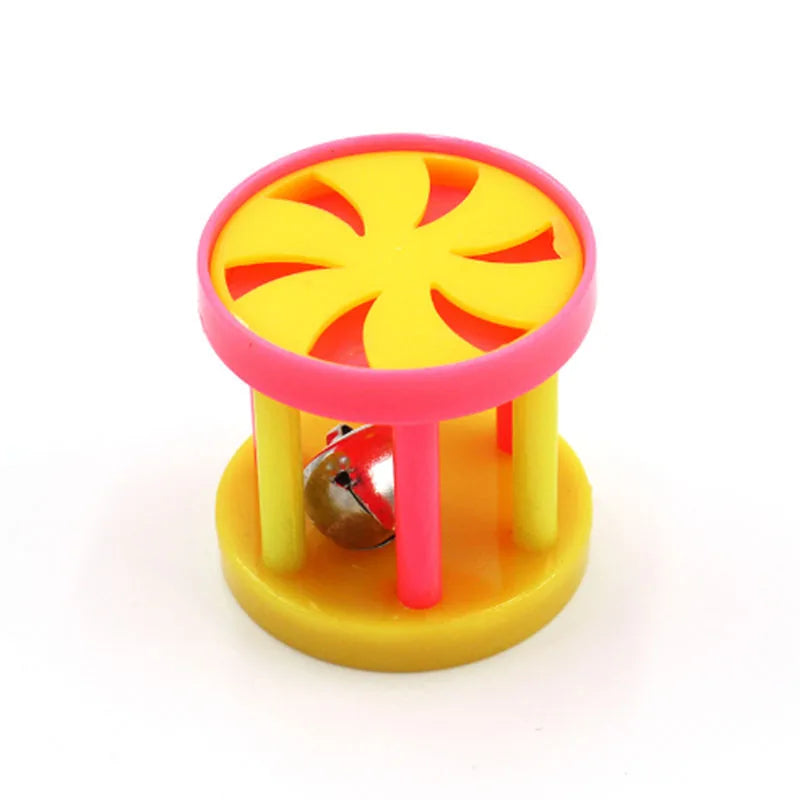 Plastic Pet Cat Flower-drum Ball Bell Toy With Sound Kitten Interactive Scratching Colorful Cat Teaser Toys Pet Supplies