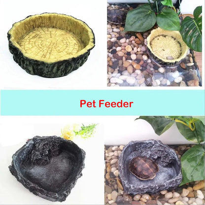 Pet Reptile Feeder Bowl Resin Aquarium Basin Food Water Pot Reptile Turtle Tortoise Scorpion Lizard Crabs Supplies Dropshipping