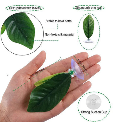 1Pc Artificial Aquarium Leaf Plants Decoration Betta Fish Rest Spawning Ornamental Plant Betta Fish Play Relax Hide Leaf Hammock