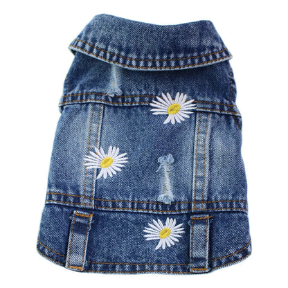 Spring Autumn Apparel Dog Jeans Jacket for Small Medium Dogs Cool Blue Pet Denim Hooded Coat Puppy Clothes Outfits