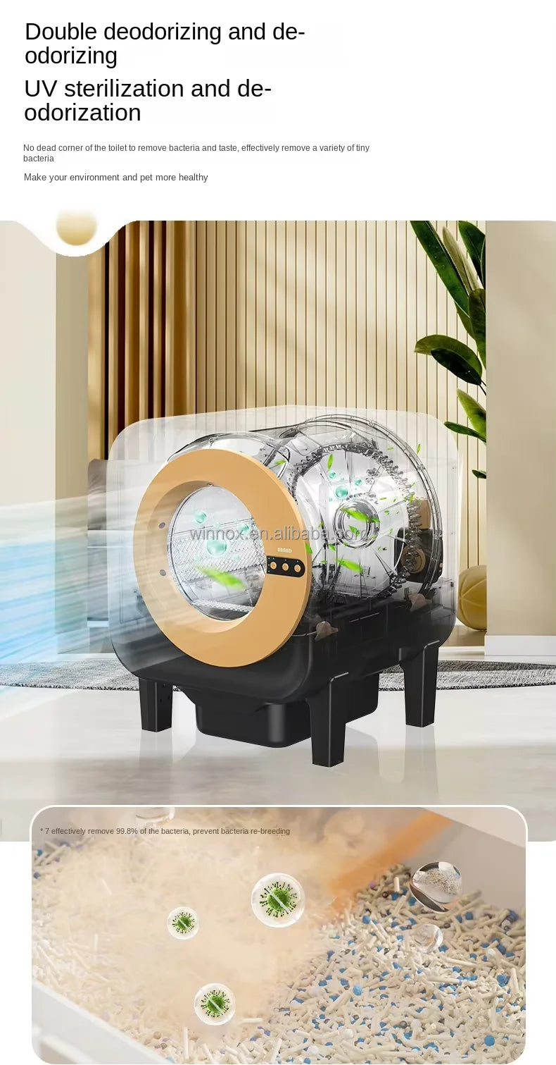 Mascotas accesorios Extra Large Smart Cat toilet Low Noise Automatic Cleaning Cat Litter Box with App Remote Control