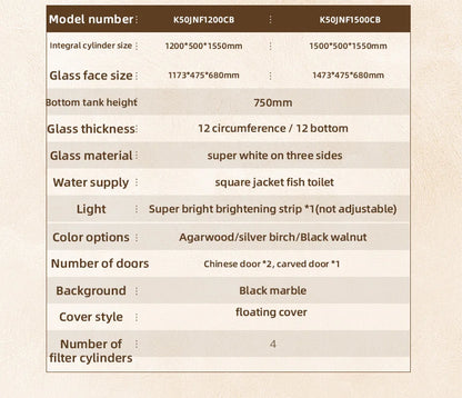 YEE Hot Sale New Chinese Style  Multi Color Home Office Middle Large  Glass Aquarium Fish Tank