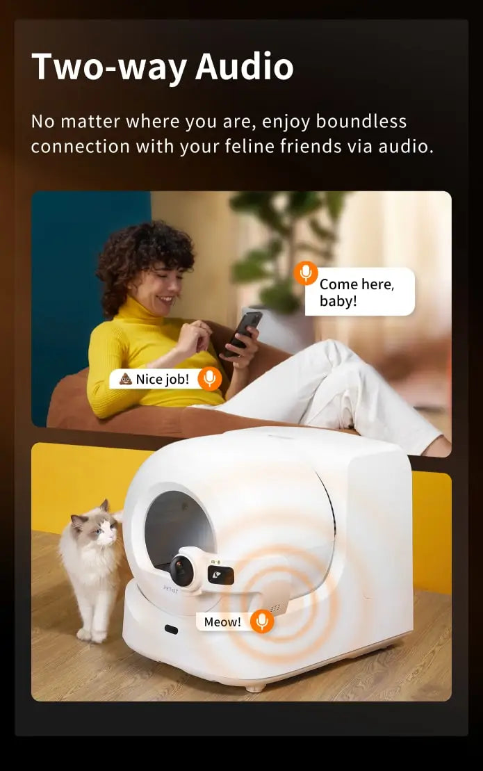 Automatic Litter Pan with Rotating CameraSealed and Odor-InsulatedMultiple Litter AvailableEasy-to-Clean Cat Litter Boxes