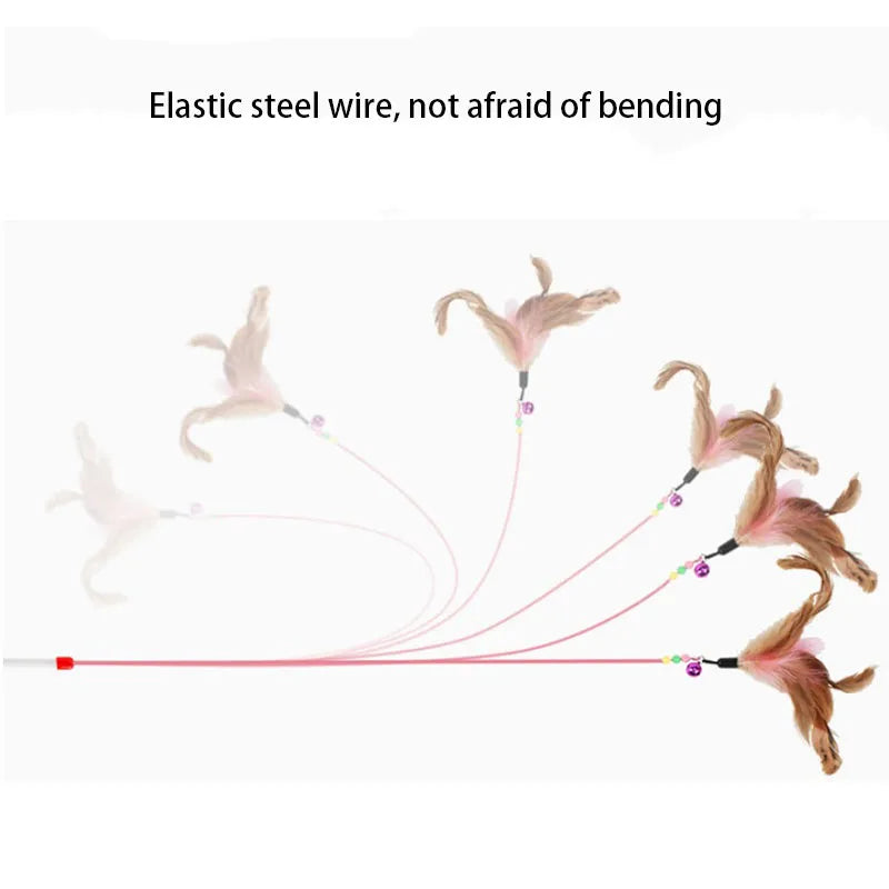 Pets Cat Feather Toys Plastic Kitten Interactive Stick Funny Cat Fishing Rod Game Wand Feather Stick Toy Pet Supplies Hot Sale