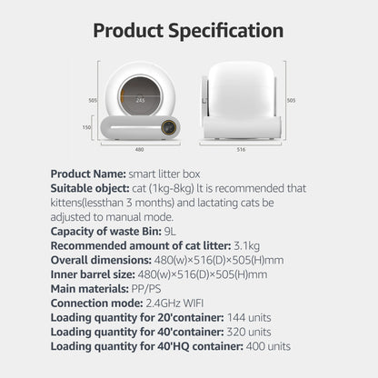 65L Large APP WIFI Control Cat Toilet Automatic Odor Removal Automatic Cat Litter Box SmartSelf Cleaning Cat Litter Box