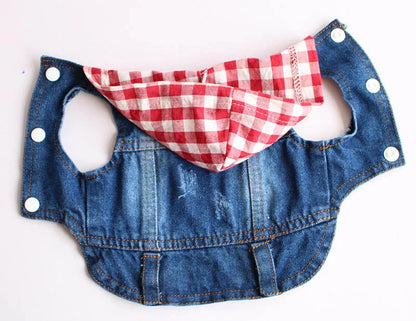 Spring Dog Denim Jacket for Small Medium Dogs Puppy Hoodies Jeans Hooded Coat Chihuahua Yorkie Beagle Clothes Pet Supplies