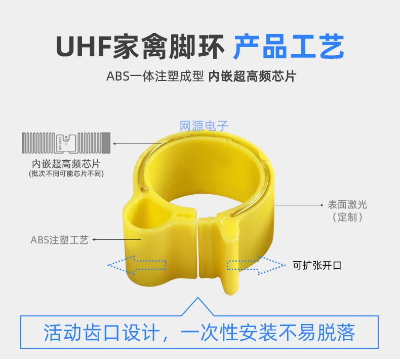 10 pcs of Rfid Electronic Tag Chicken Duck Goose Pigeon Bird Foot Ring  Chip Induction Foot Tag Poultry Breeding Management