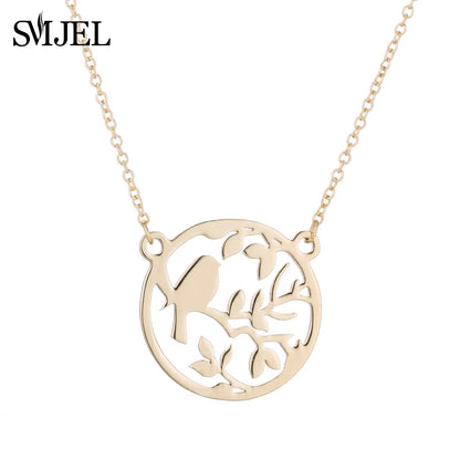 SMJEL Wild Animal Necklace Stainless Steel Hummingbird Necklaces & Pendants Cute Eagle Phoenix Swallow Birds Necklace collares