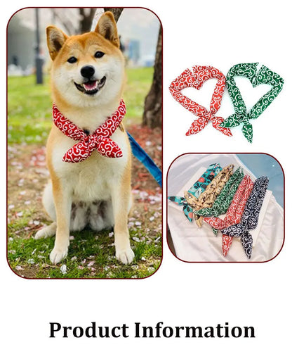 Original Pet Dog Bandana Tang Thread Printing Puppy Bib Bow Tie Party Neck Accessories Kitten Grooming Kerchief Shiba Inu Collar