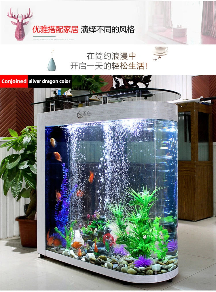 Small and medium-sized ultra-white glass hot bending tank bullet large screen ecological goldfish tank aquarium
