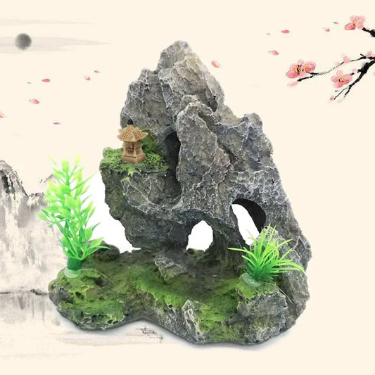 Artificial Aquarium Decorations Rockery Mountain View Rock Cave Stone Tree Fish Tank Ornament Decoration Aquarium Background