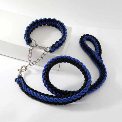 Heavy Duty Pet Dog Collar Leash Set Adjustable Obedience P Chain Collar Nylon Dog Leash Strap Lead Rope for Medium Large Dogs