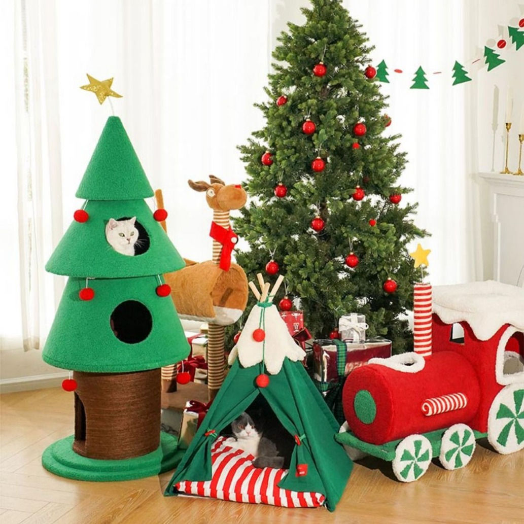 Christmas Tree Cat Climbing Frame Cat Toys Climbing Pole Cats and Dogs Universal Extremely Christmas Atmosphere Feeling