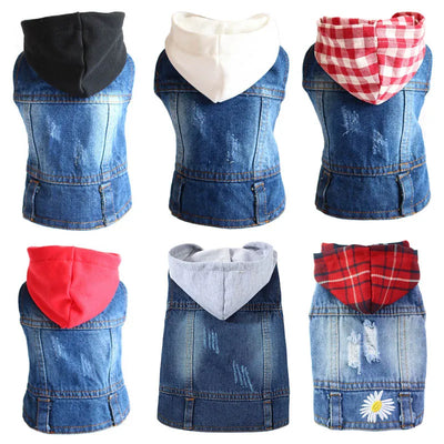 Spring Dog Denim Jacket for Small Medium Dogs Puppy Hoodies Jeans Hooded Coat Chihuahua Yorkie Beagle Clothes Pet Supplies