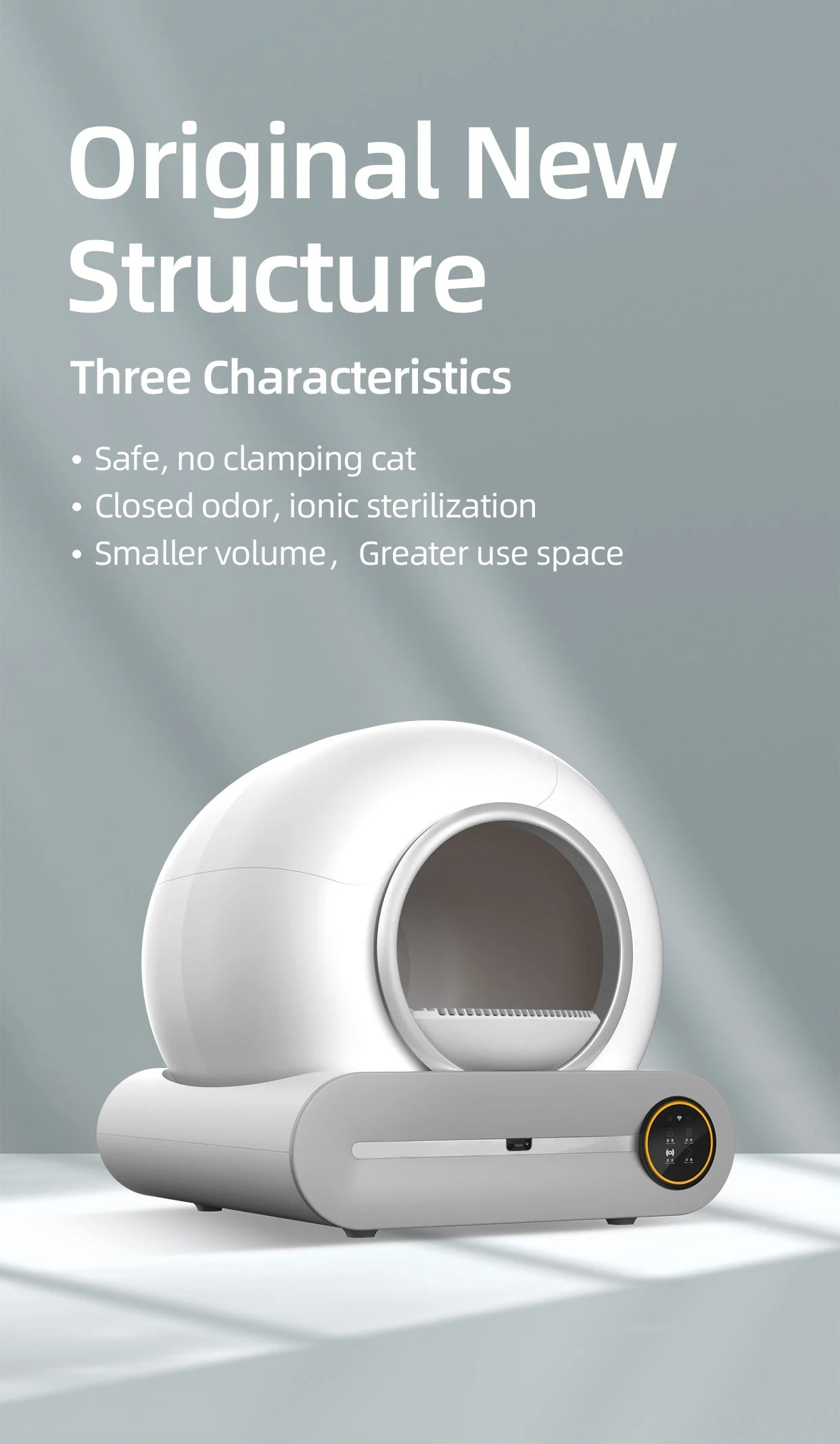 New  Large Space Comfortable Auto Shovel Cat Litter Tray Box Automatic Cleaning Light Indicating UV Disinfecting Cat Toilet