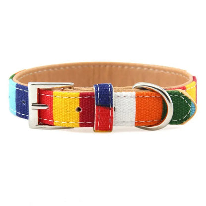 Rainbow Color Pet Dogs Collar Harness Set 120cm Puppy Leash Outdoor Walking Exercise Dogs Supplies PU Anti-Escape Cat Collars