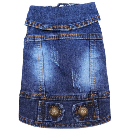 Dog Cat Clothes Jeans Jacket for Small Medium Dogs Beagle Yorkie Chihuahua Dark Wash Denim Coat Spring Autumn Pet Apparel