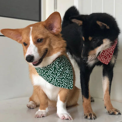 Original Pet Dog Bandana Tang Thread Printing Puppy Bib Bow Tie Party Neck Accessories Kitten Grooming Kerchief Shiba Inu Collar
