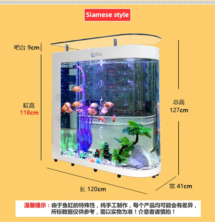 Small and medium-sized ultra-white glass hot bending tank bullet large screen ecological goldfish tank aquarium