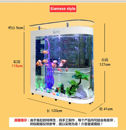 Small and medium-sized ultra-white glass hot bending tank bullet large screen ecological goldfish tank aquarium