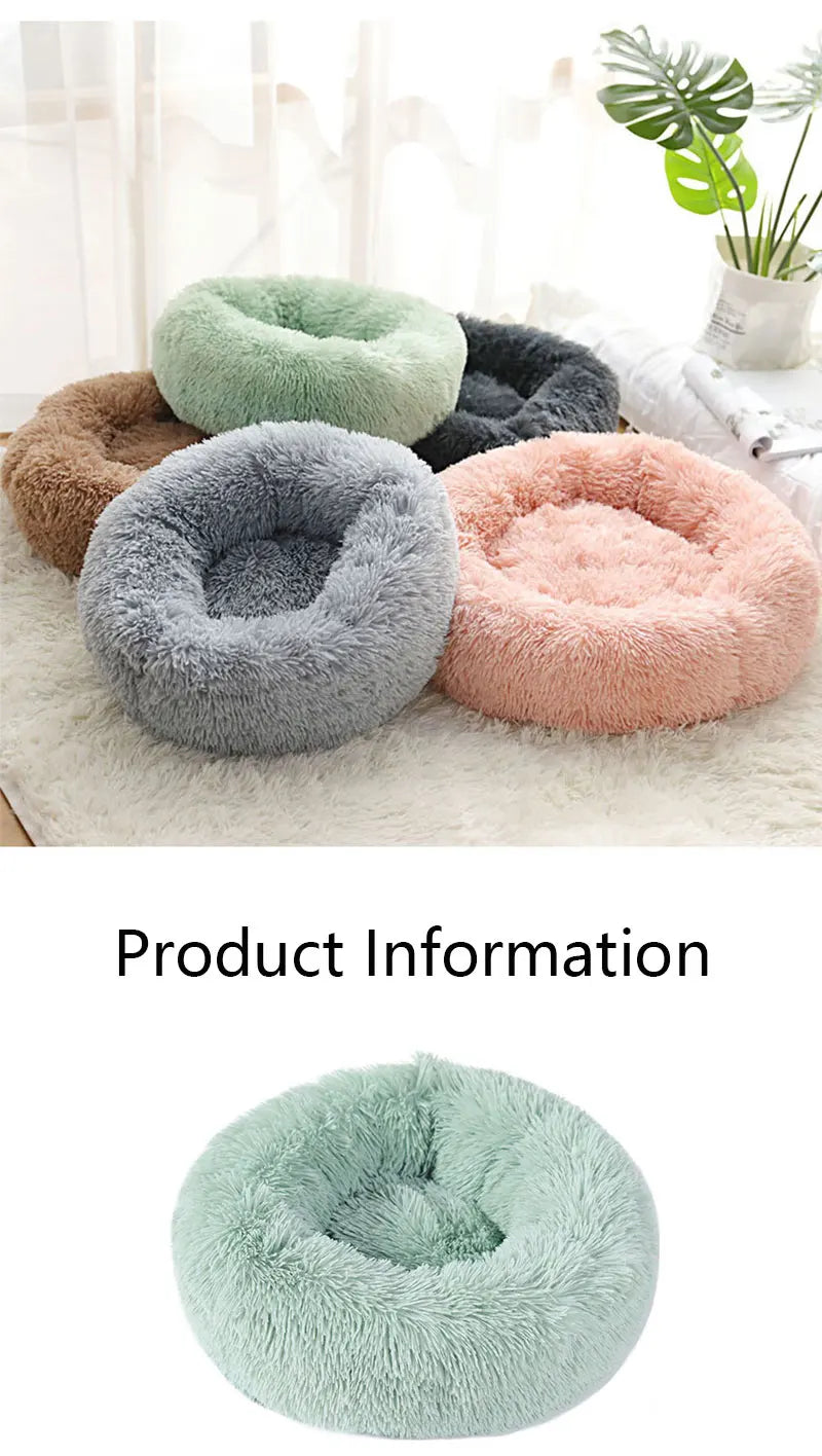 Brand New Round Shape Soft Houses for Cats Deep Sleeping Long Plush Puppy Lounger Pet Mat Small Dog Cushion Kitten Sofa Bed
