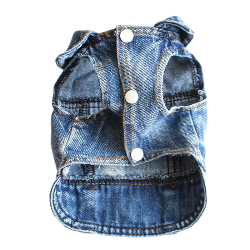 Wholesale Dog Jeans Jacket Denim Vest Coat Sleeveless Design Spring Autumn Clothes for Small Medium Dogs Bulldog York Costume