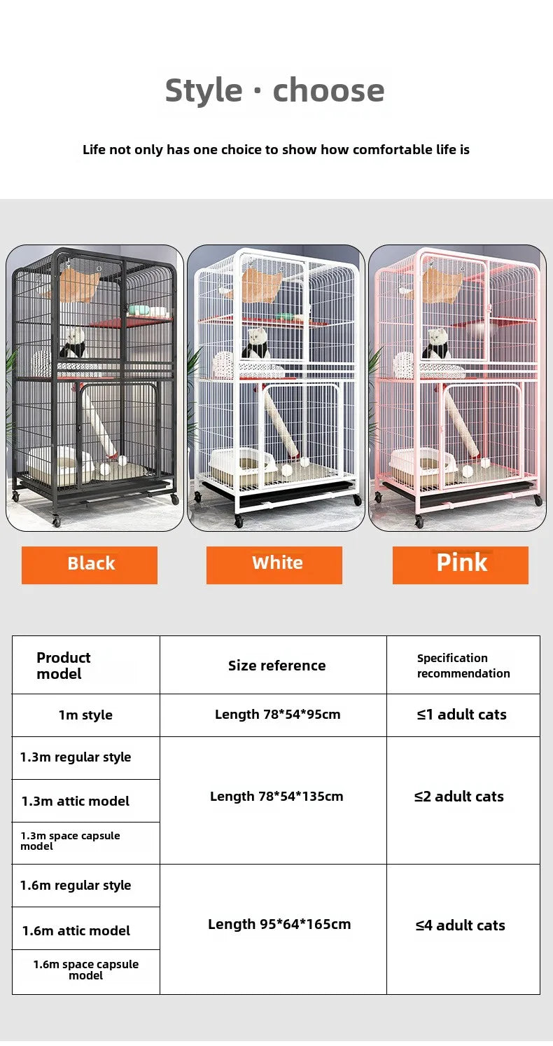 Pet Square Folding Foldable 3 Layer Big Cat Cage Villa Indoor Luxury 3 Tier Design Large Cage