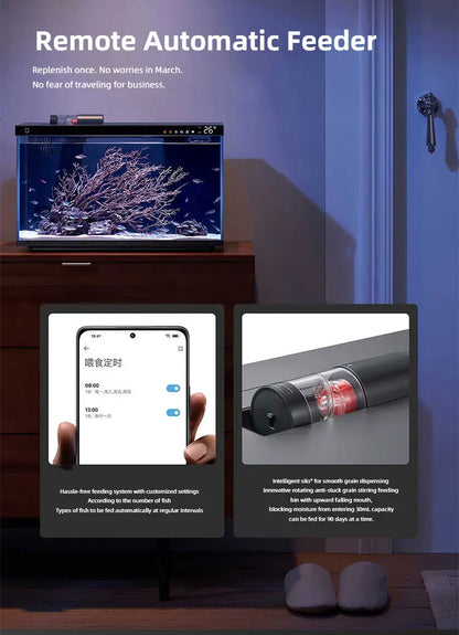 Glass Aquarium Fish Tank  Intelligent Desktop Ecological Fish Tank with WIFI Control Feeding Box Light Filter