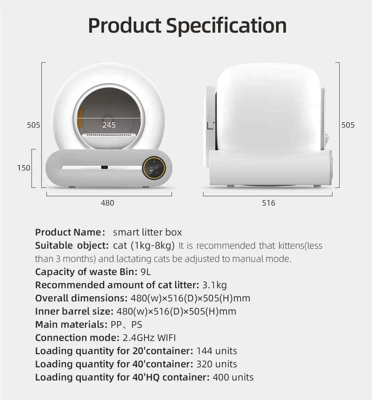 Xianchanpets Wholesale Automatic Cat Litter Box Automatic Electric Cleaning Closed Deodorization Intelligent Cat Toilet